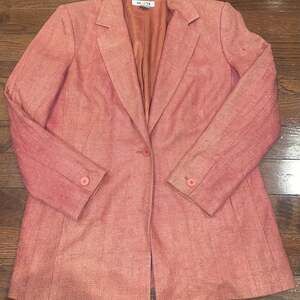 Alfani 100% Silk Blazer Coral Pink Textured Women’s Size 16 Excellent Condition